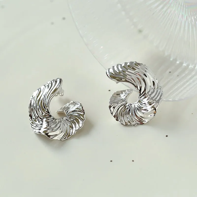 Abstract Wave Texture Statement Earrings