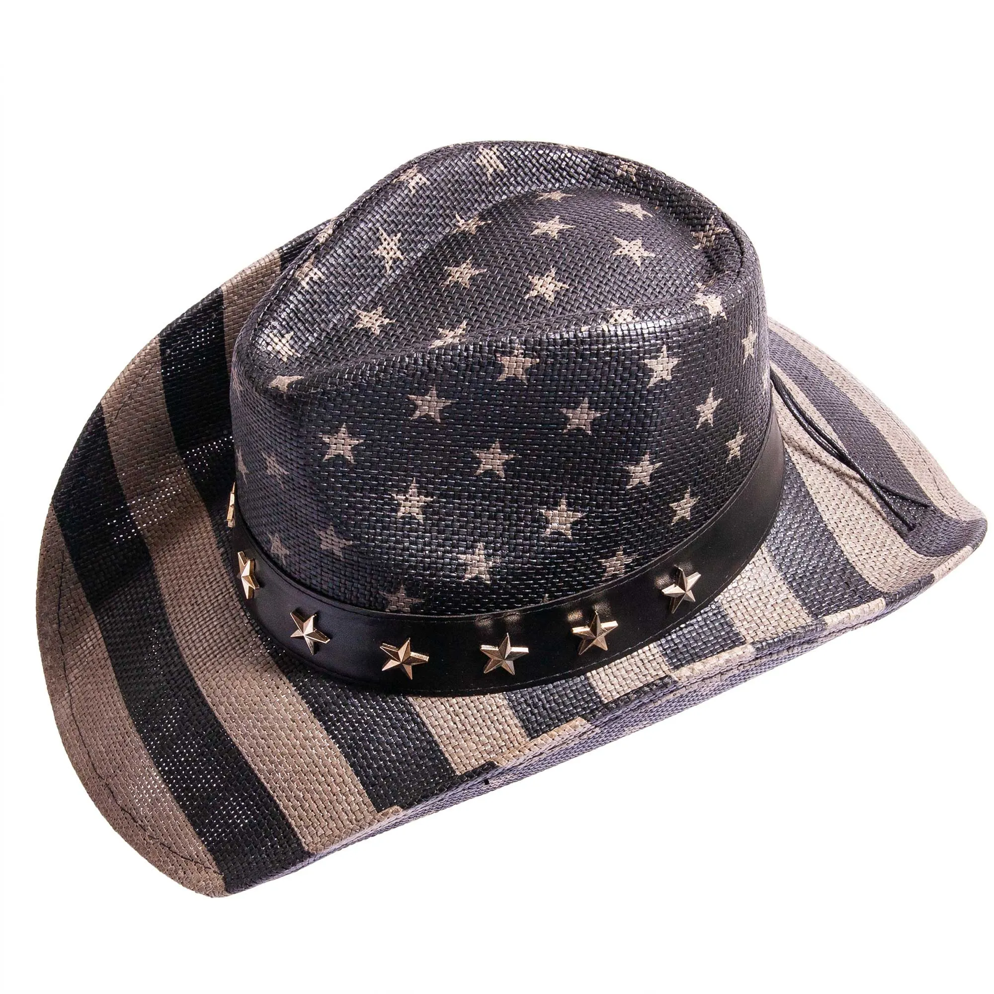 Americana - Straw Cowboy Hat: Red, White & Blue - S/M