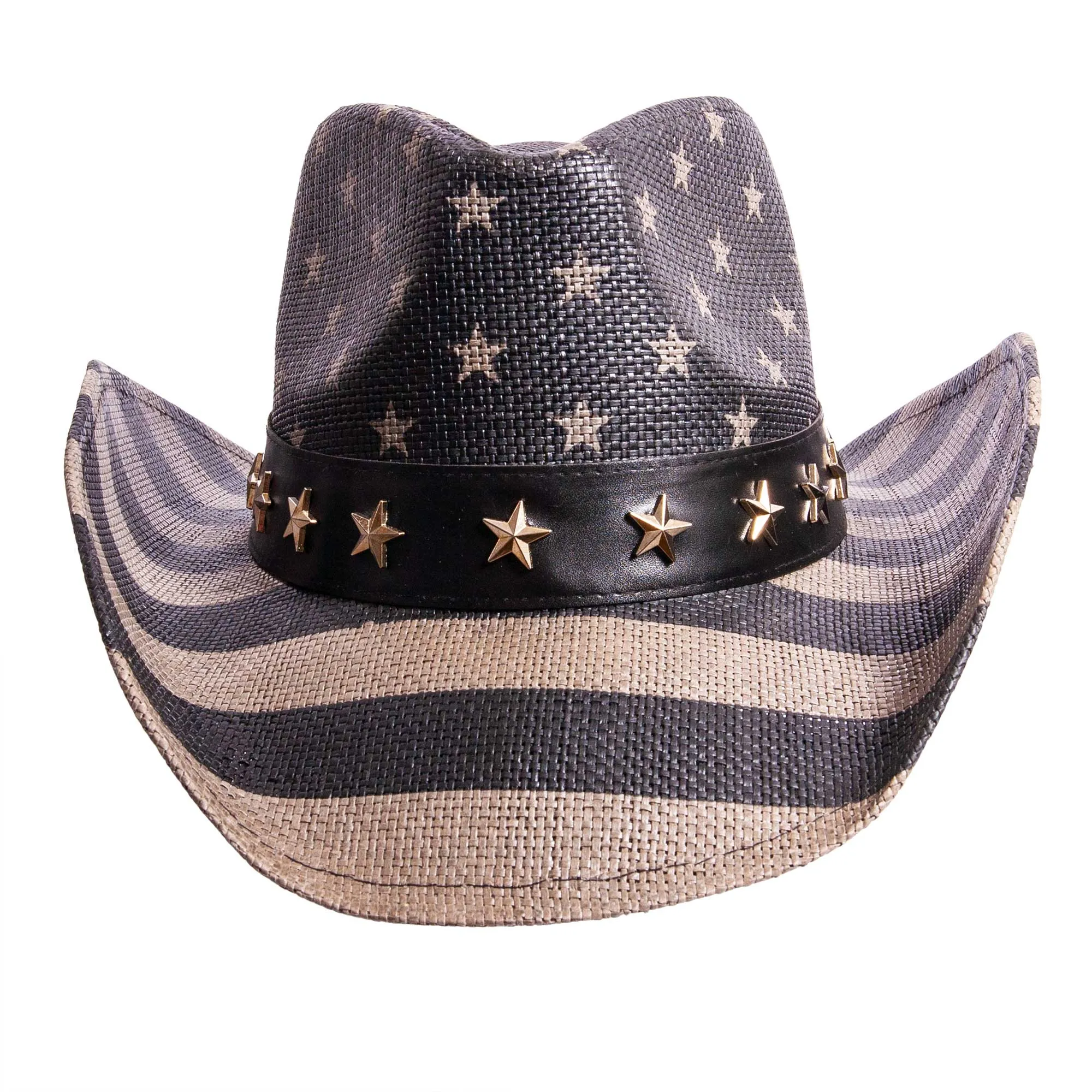 Americana - Straw Cowboy Hat: Red, White & Blue - S/M