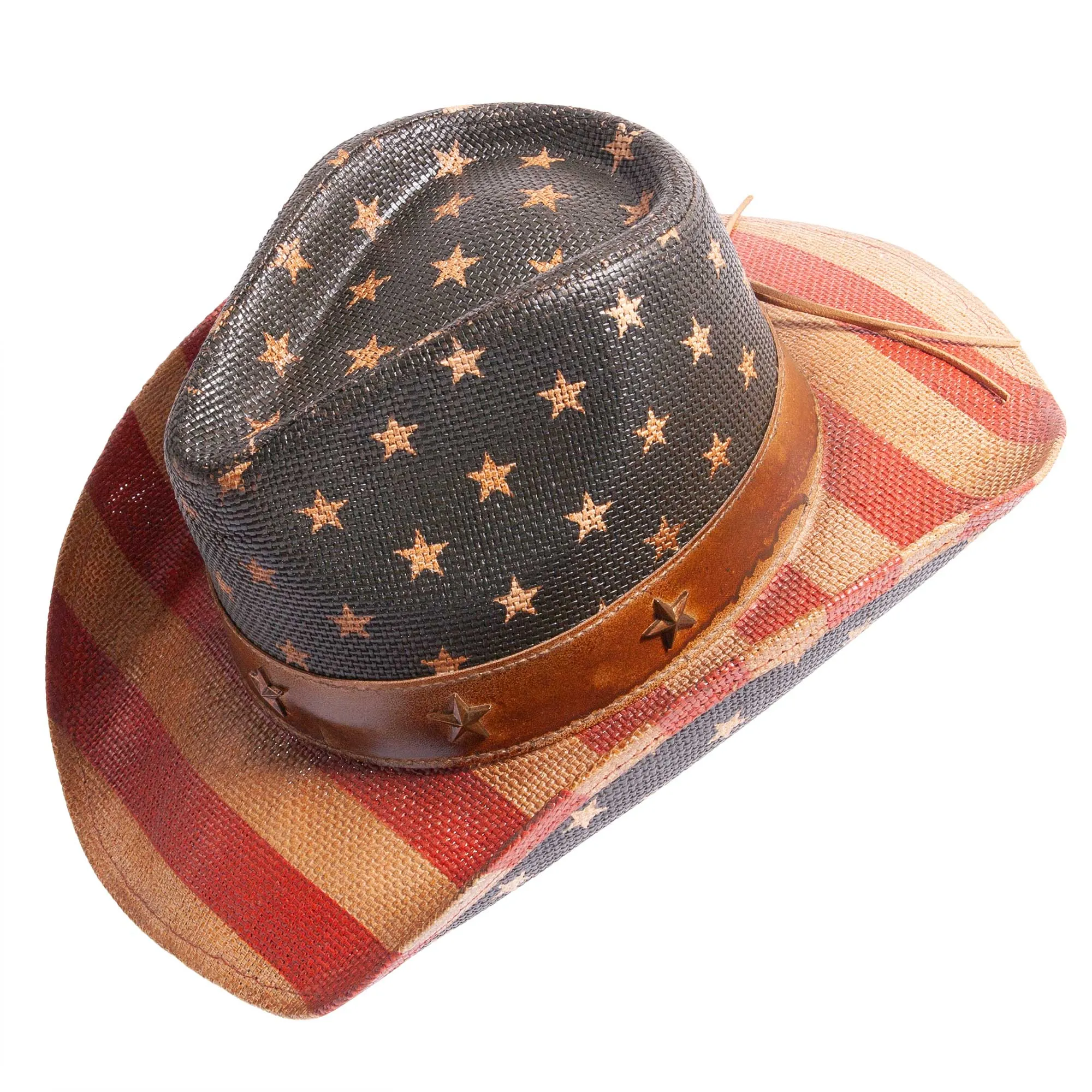 Americana - Straw Cowboy Hat: Red, White & Blue - S/M