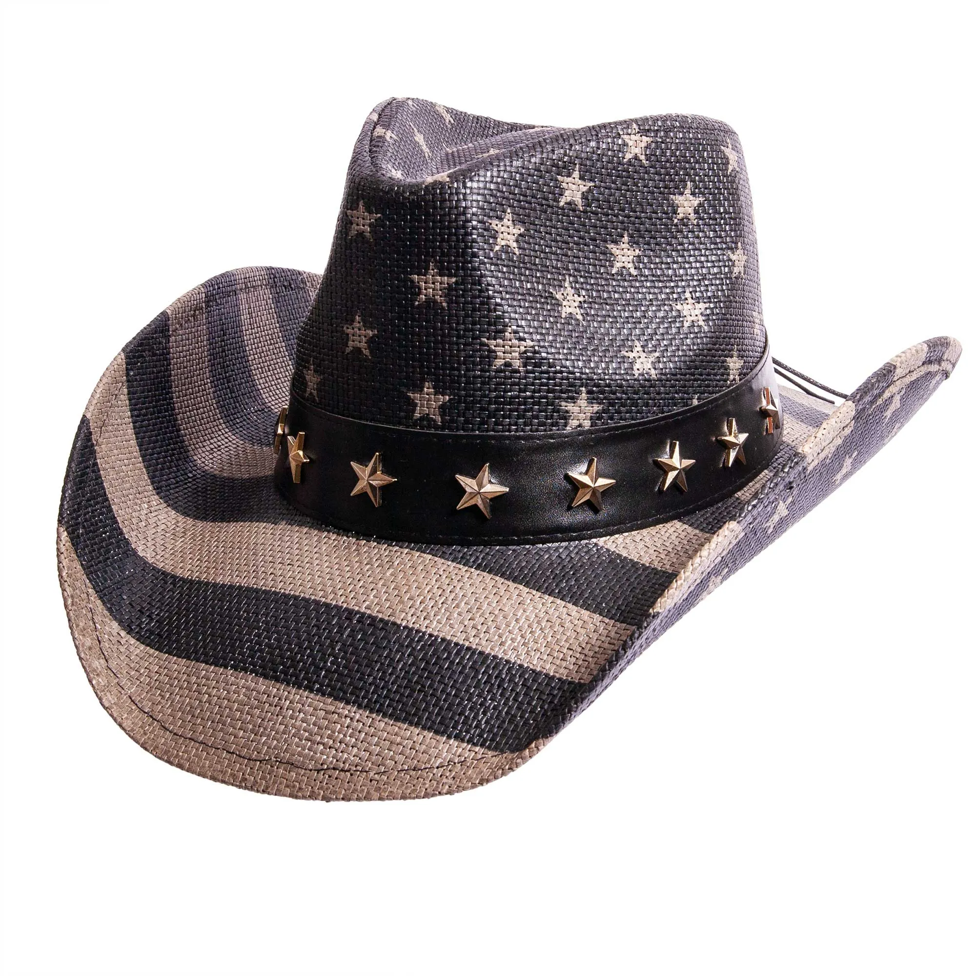 Americana - Straw Cowboy Hat: Red, White & Blue - S/M