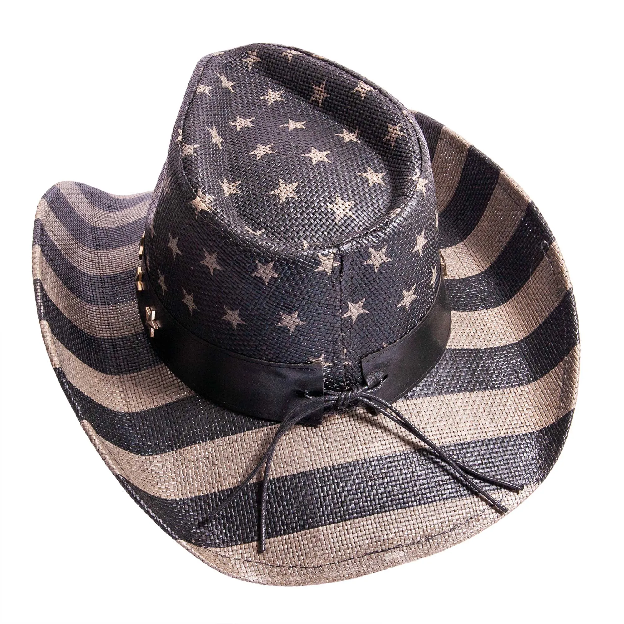 Americana - Straw Cowboy Hat: Red, White & Blue - S/M