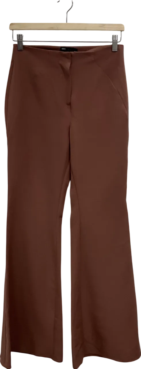 ASOS Brown Satin Flared Trousers UK 8