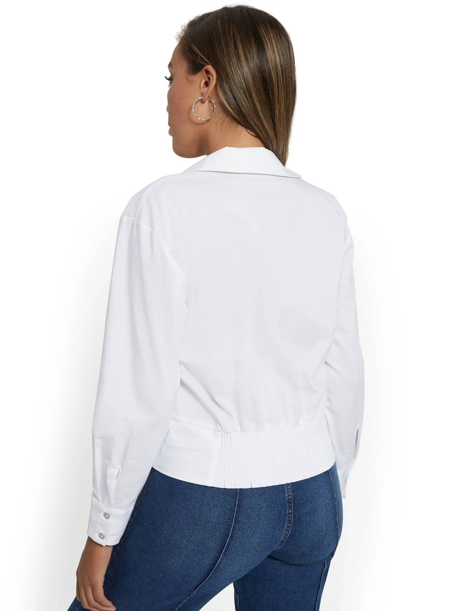 Belted Poplin Surplice Top