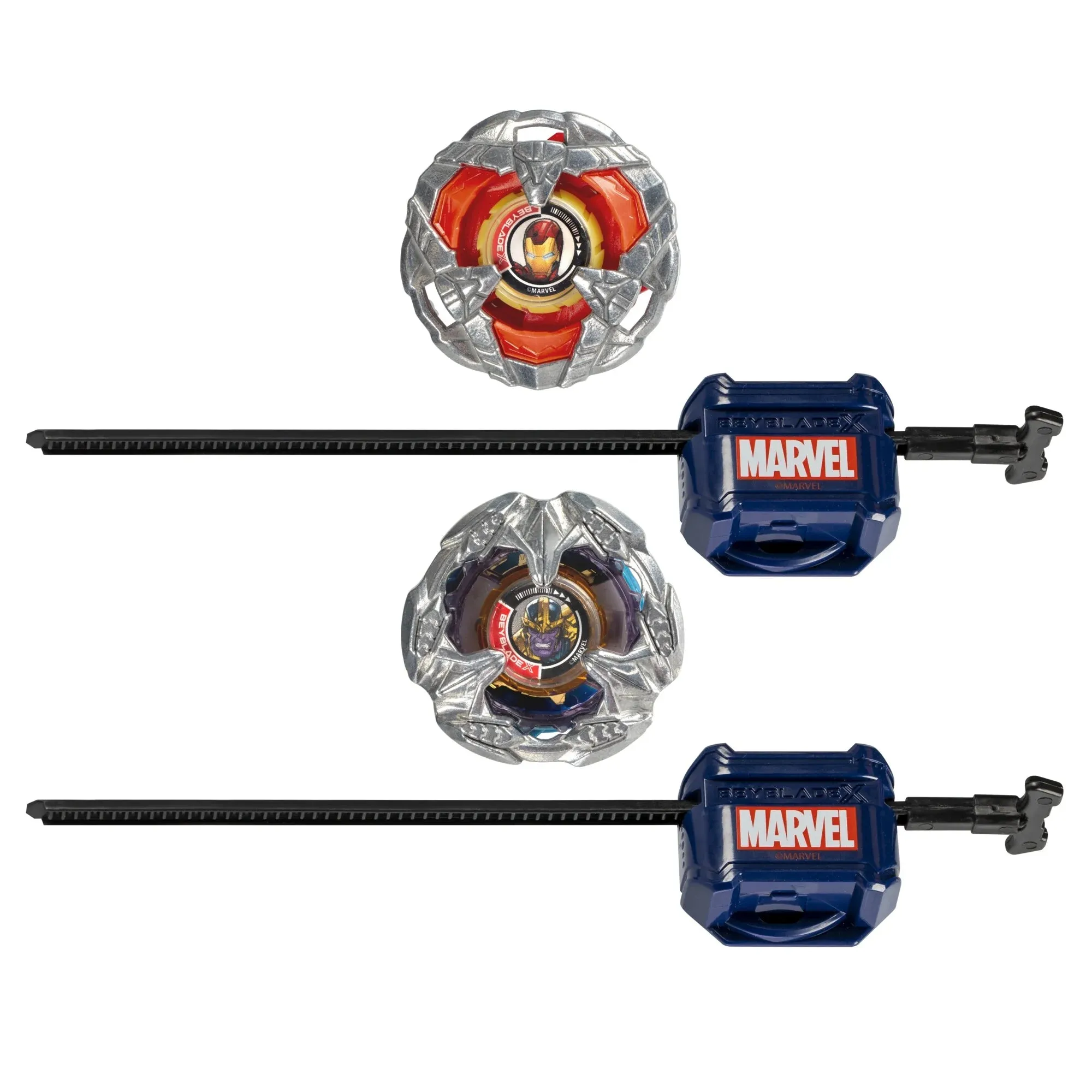 Beyblade G0287 X Marvel Collab Iron Man 4-80B vs. Thanos 4-60B Multipack Battling Tops Set, Ages 8 