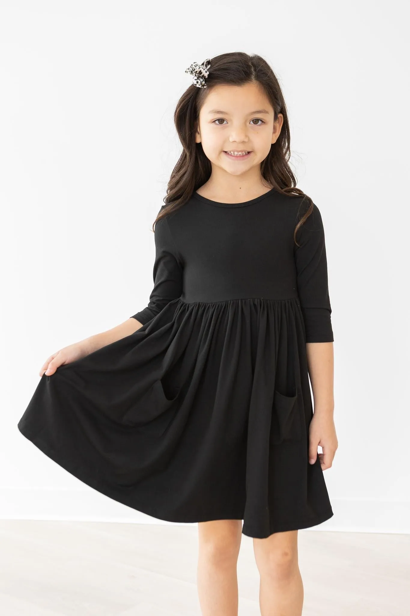 Black 3/4 Pocket Twirl Dress