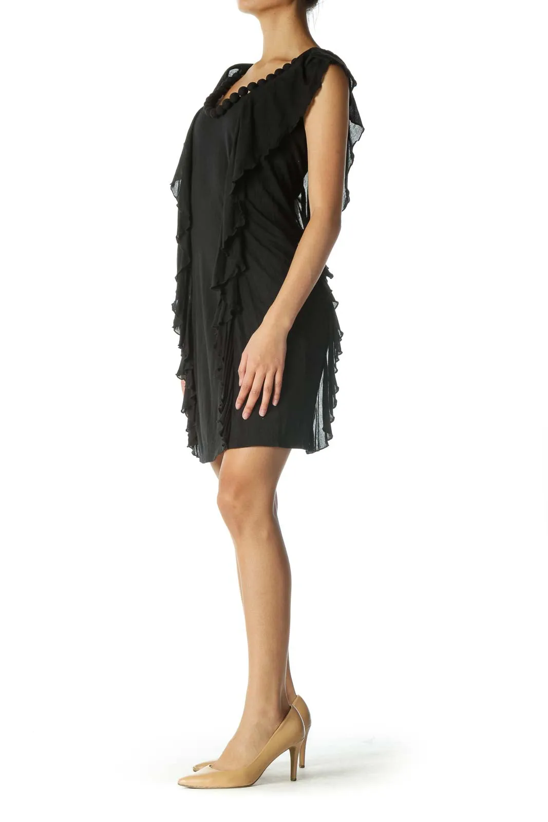 Black Flowy Dress with Bead Detail