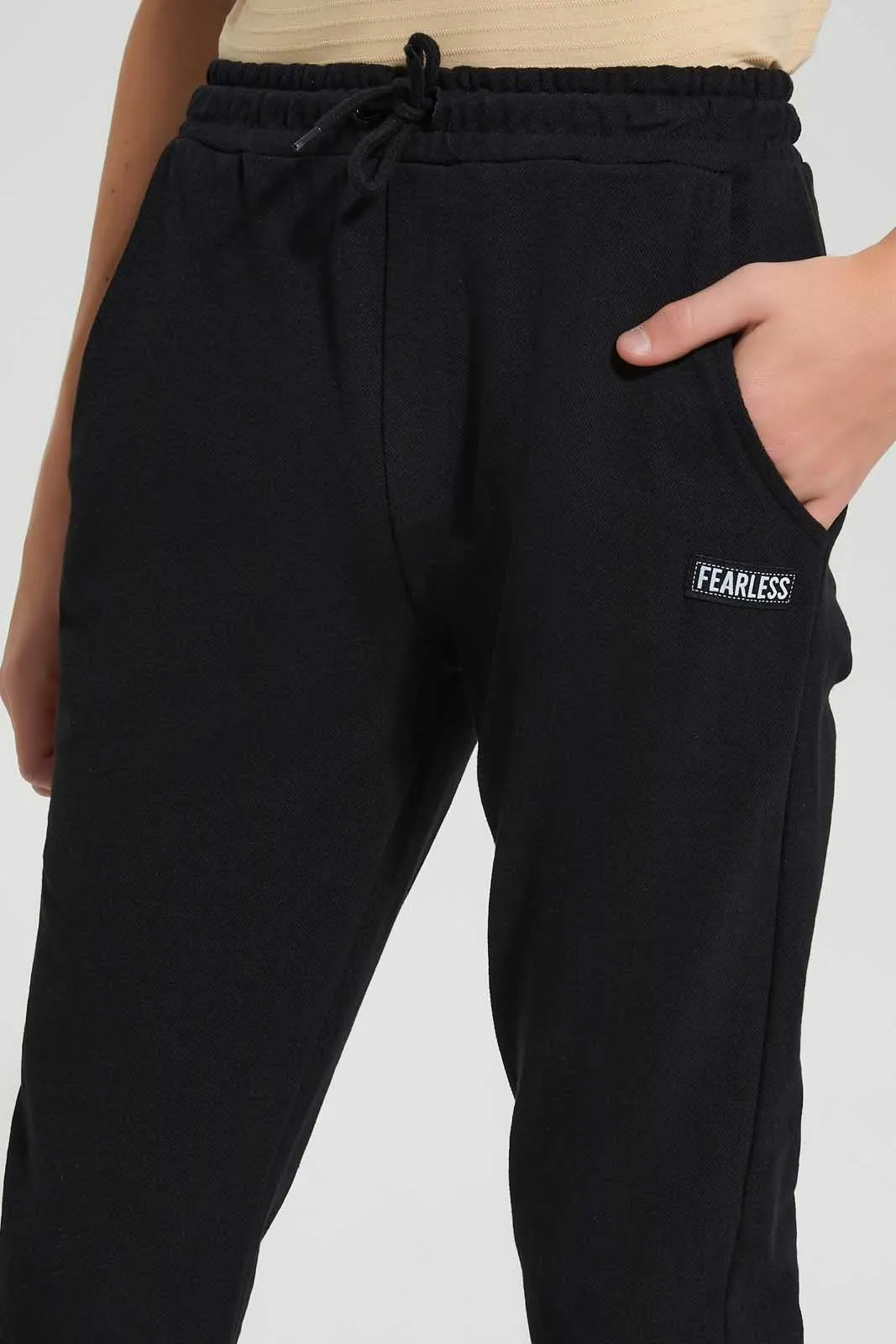 Black Pique Active Pants