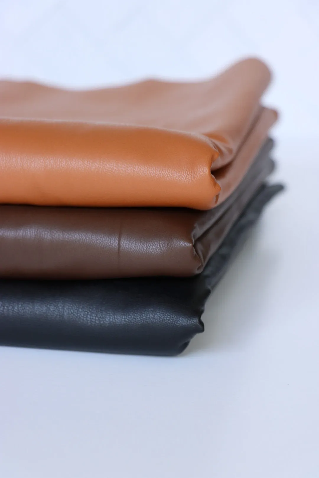 Brown Fleece Backed Vegan Stretch Leather