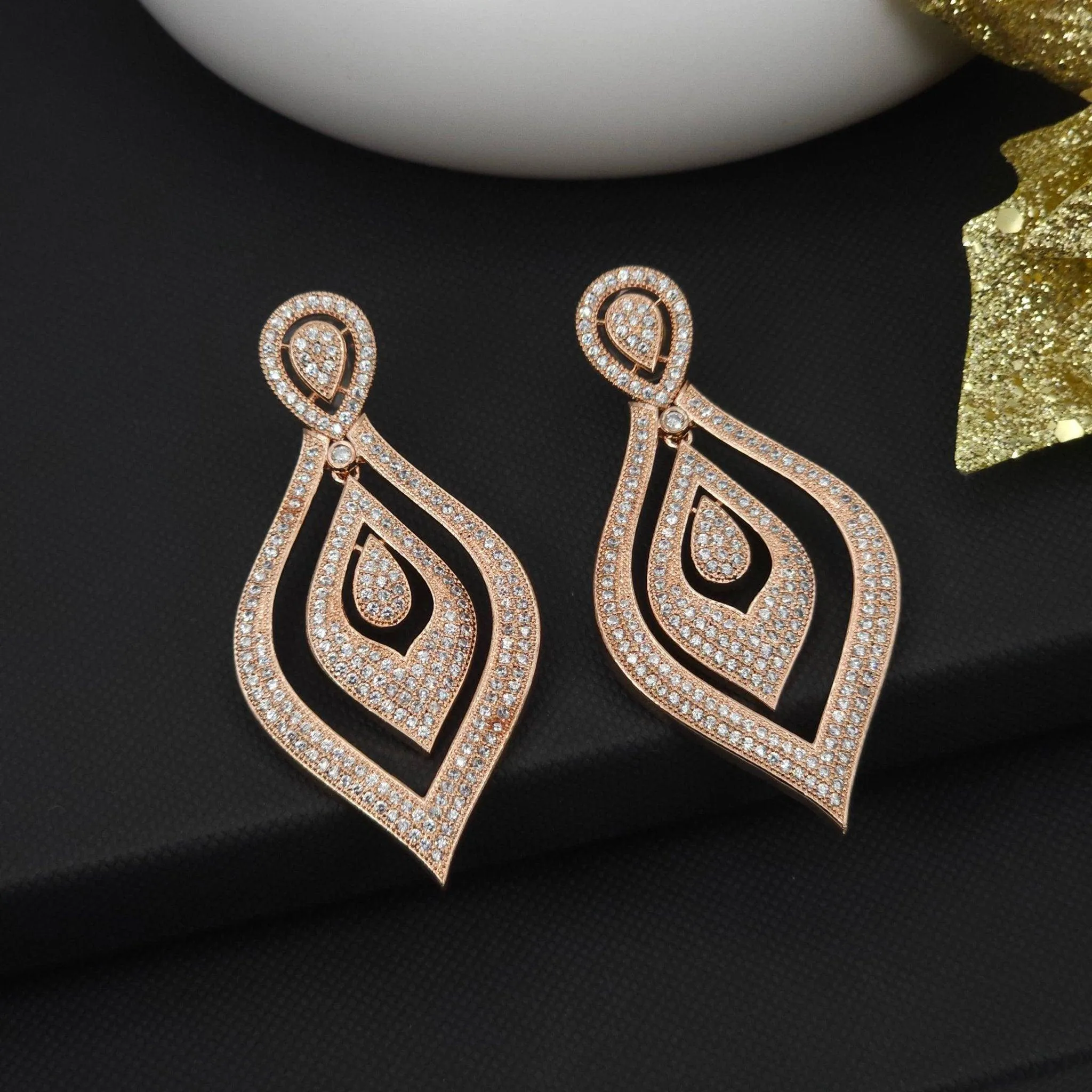 Clara American Diamond Statement Earrings