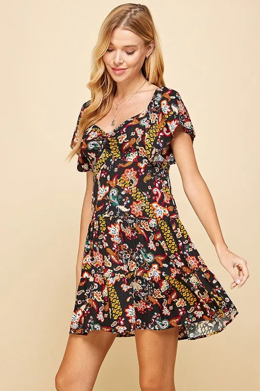 CORINE FLORAL MINI DRESS