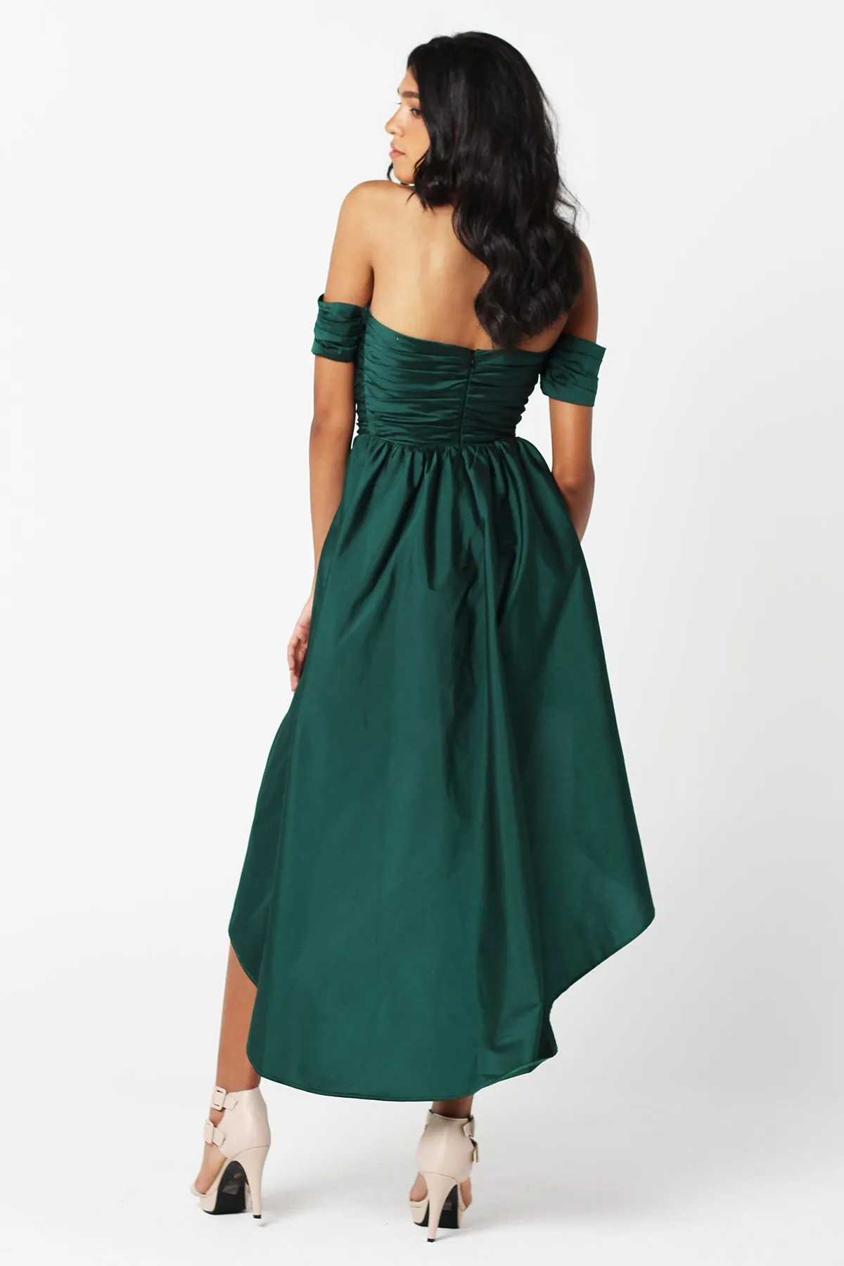 Emerald Silk Taffeta Flowy Dress