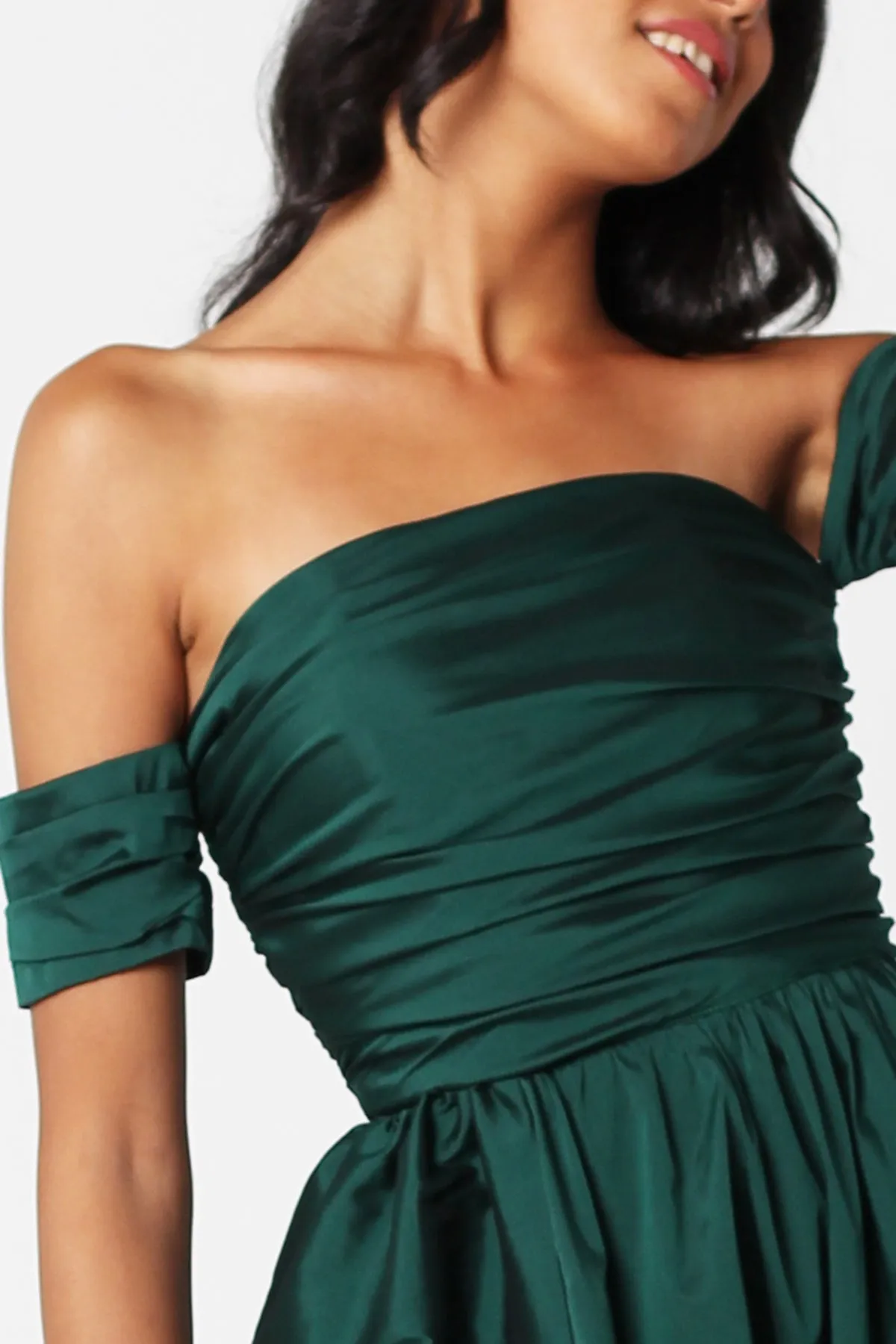 Emerald Silk Taffeta Flowy Dress