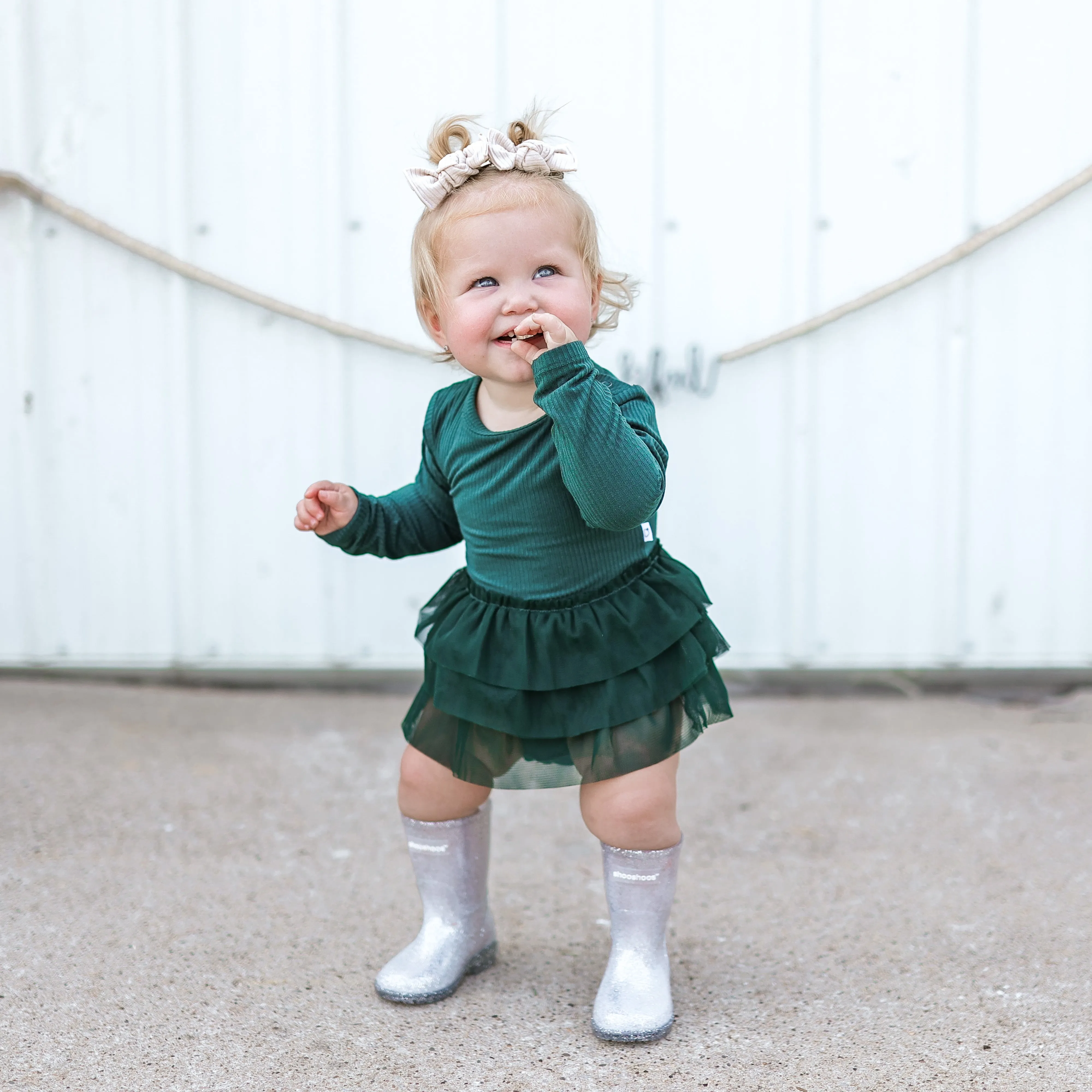 EVERGREEN RIB DREAM TUTU BODYSUIT DRESS