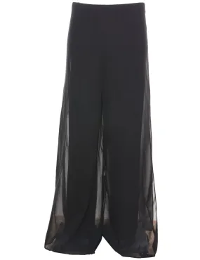 Flared-Leg Black 1990s Sheer Trousers - W31 L31