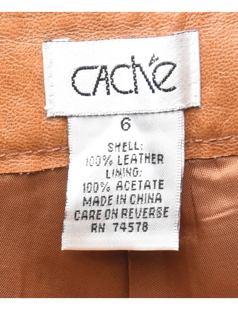 Flared Leg Leather Light Brown Trousers - W30 L32