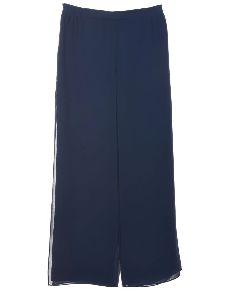 Flared Leg Navy Trousers - W28 L28