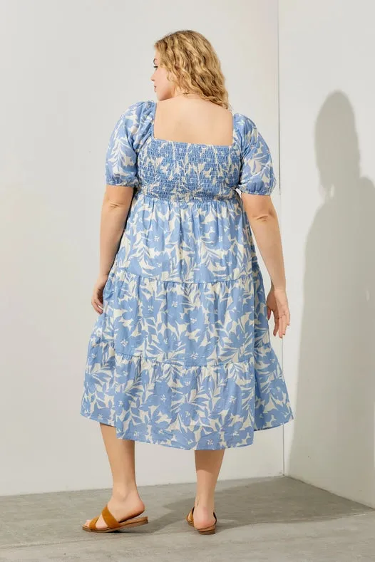 Floral Poplin Tiered Midi Dress