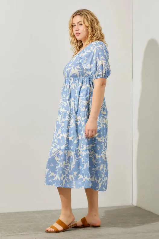 Floral Poplin Tiered Midi Dress