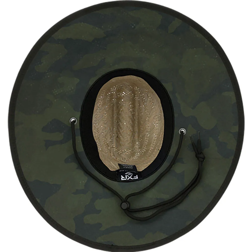 FXR  Shoreside Straw Hat Adjustable Chin Strap Full Printed Brim Army Camo