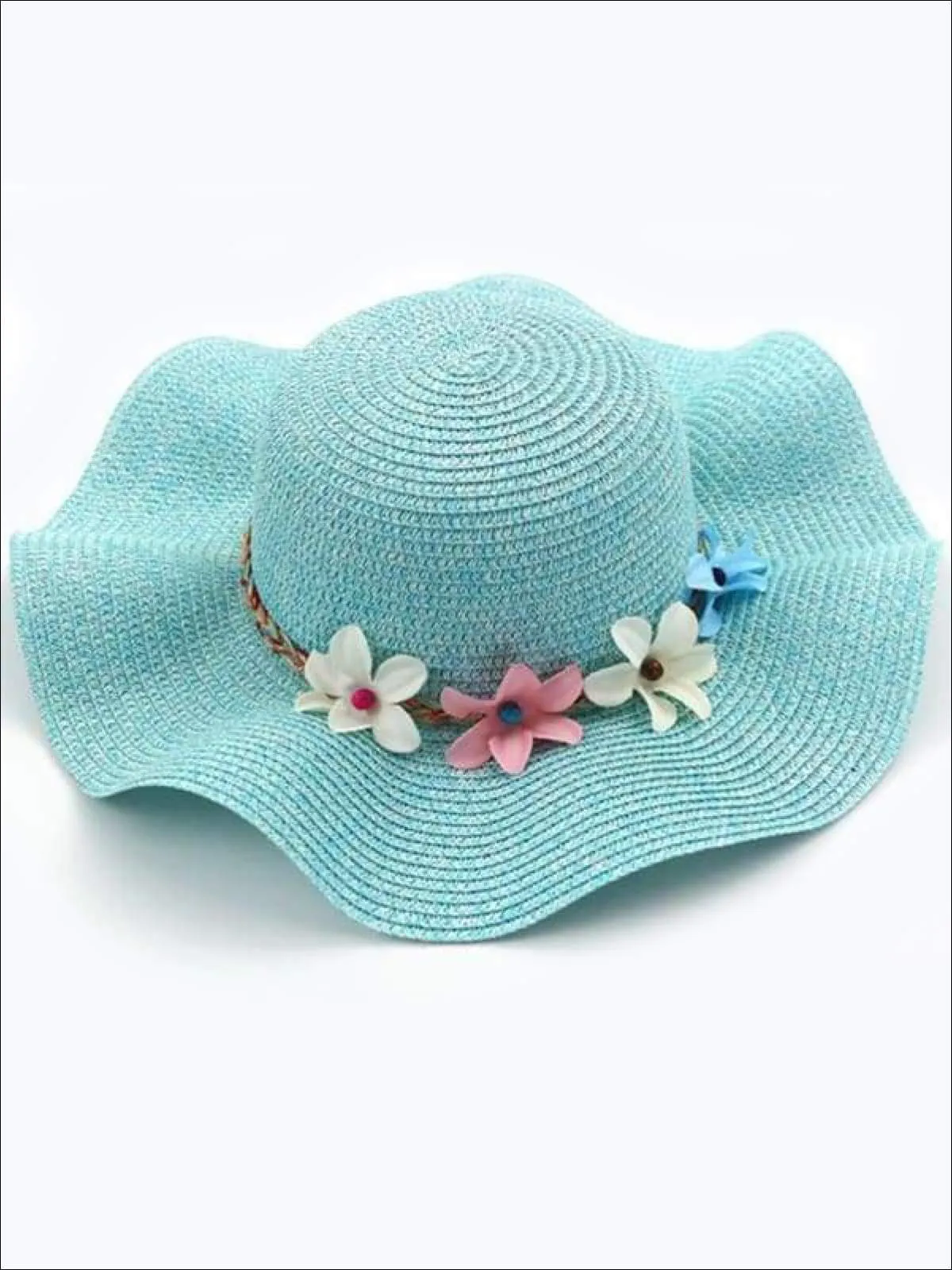 Girls Fashion Straw Hat with Flowers ( 5 colors)