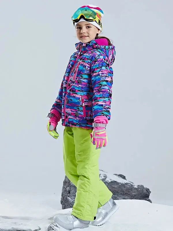 Girls Windproof Waterproof Ski Jacket & Pants Snowsuits