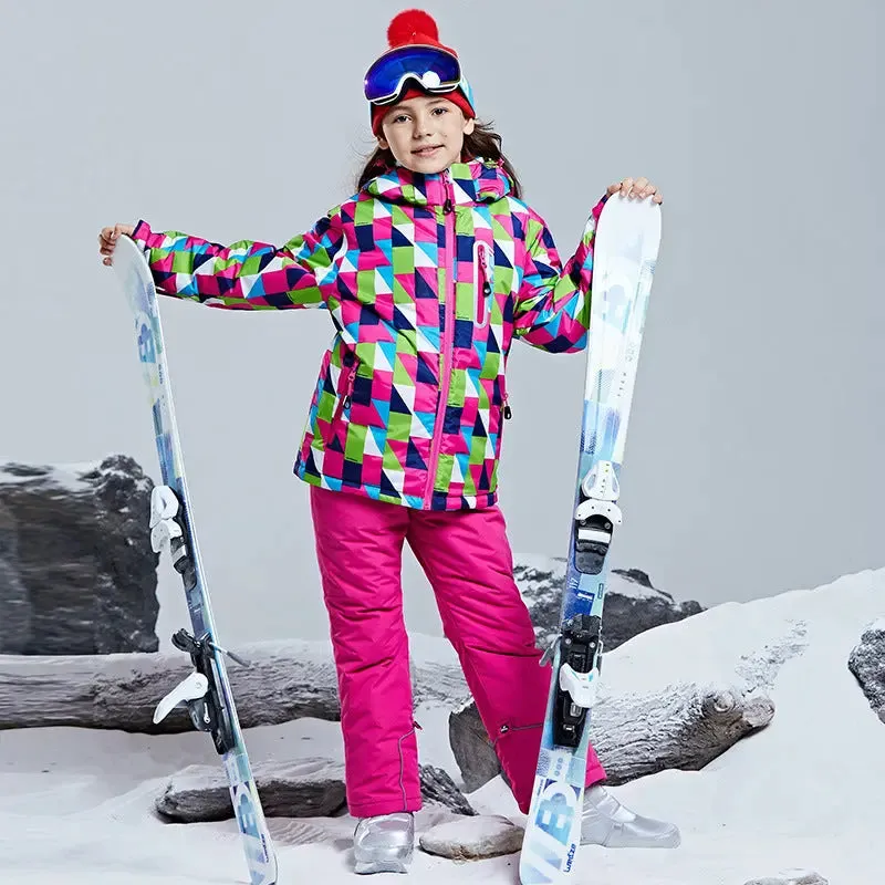 Girls Windproof Waterproof Ski Jacket & Pants Snowsuits