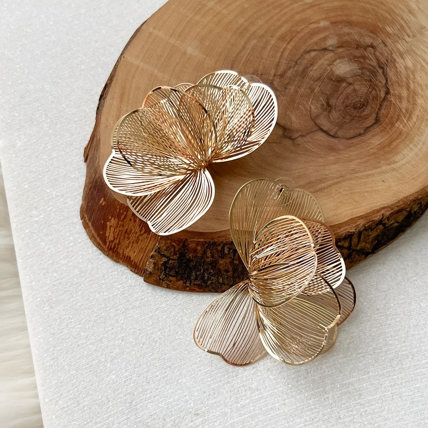 Golden Petal Drops Earrings