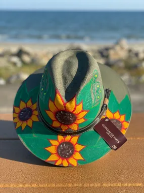 Hand Painted Hat, Painted Straw Hat, Straw Hat, Mexican Hat, Panama Hat, Summer Hat, Beach Hat, Men and Woman Hat Sun Flower hat