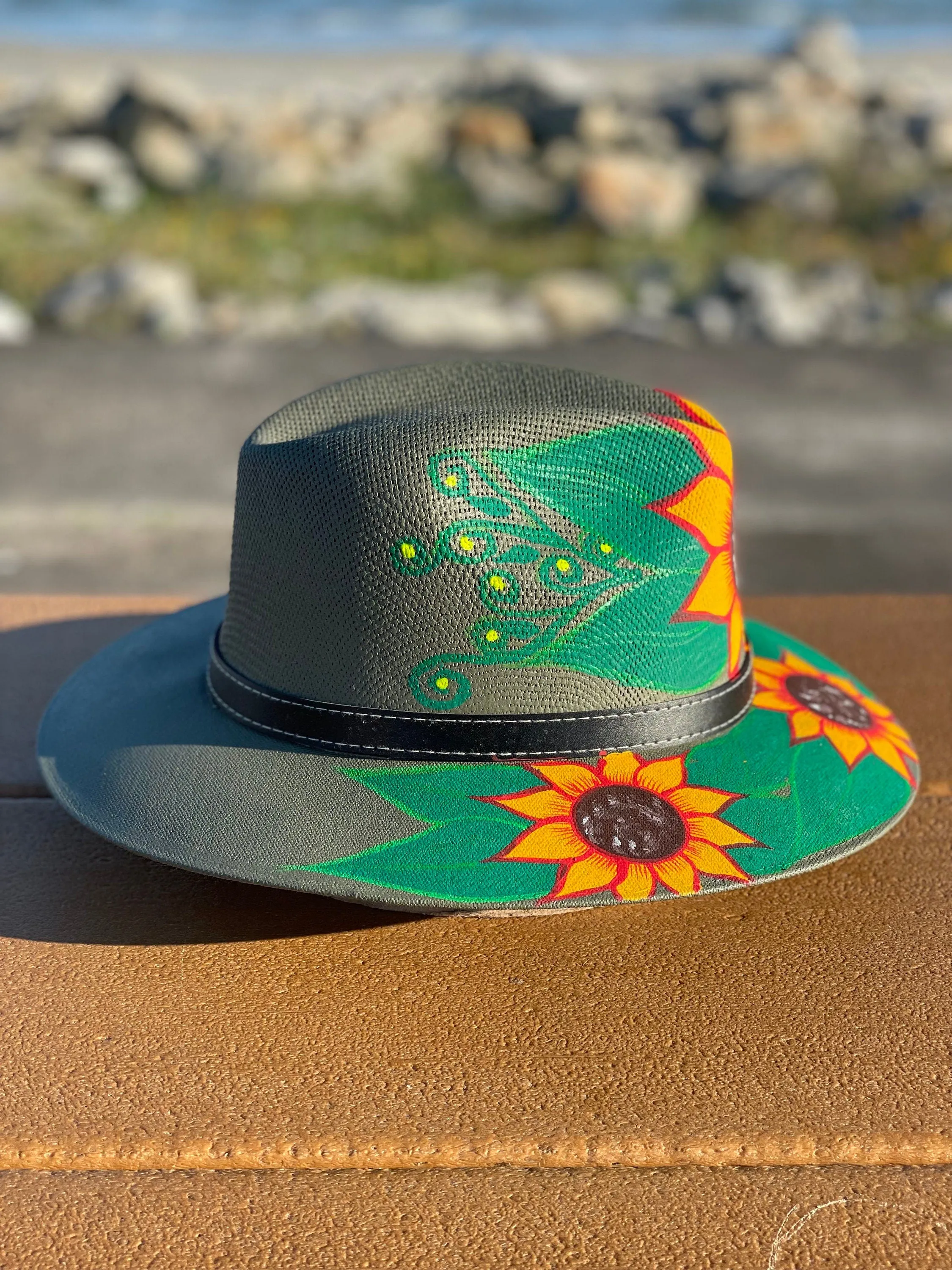 Hand Painted Hat, Painted Straw Hat, Straw Hat, Mexican Hat, Panama Hat, Summer Hat, Beach Hat, Men and Woman Hat Sun Flower hat