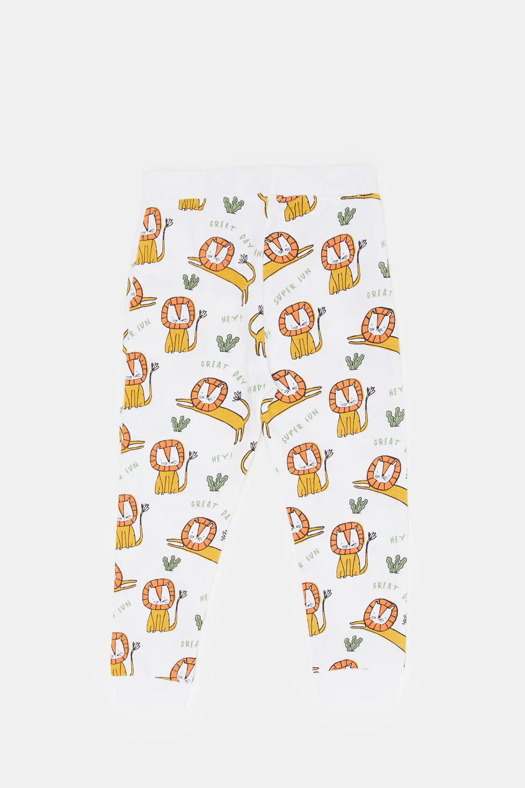 Infant Boys White Printed Active Pants