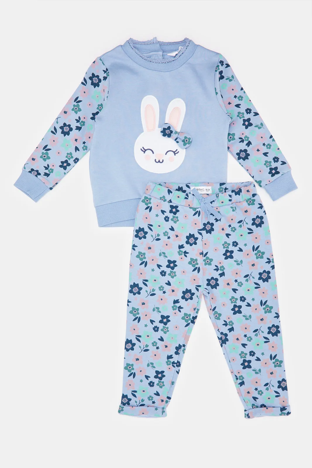 Infant Girls Bunny All Over Print Jog Set (2 Piece)