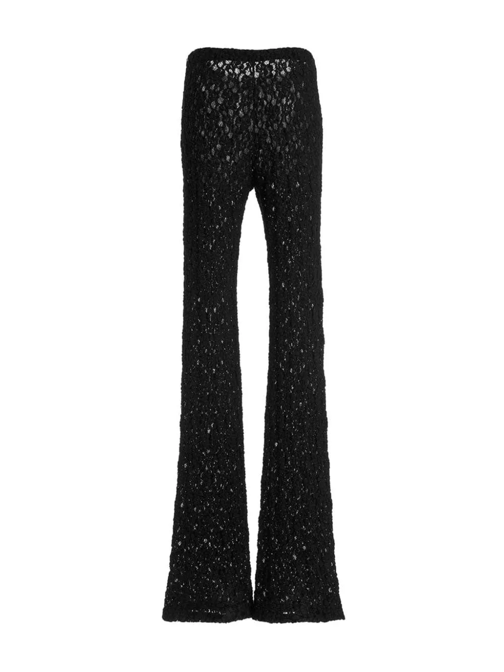 Lace-knit flared trousers