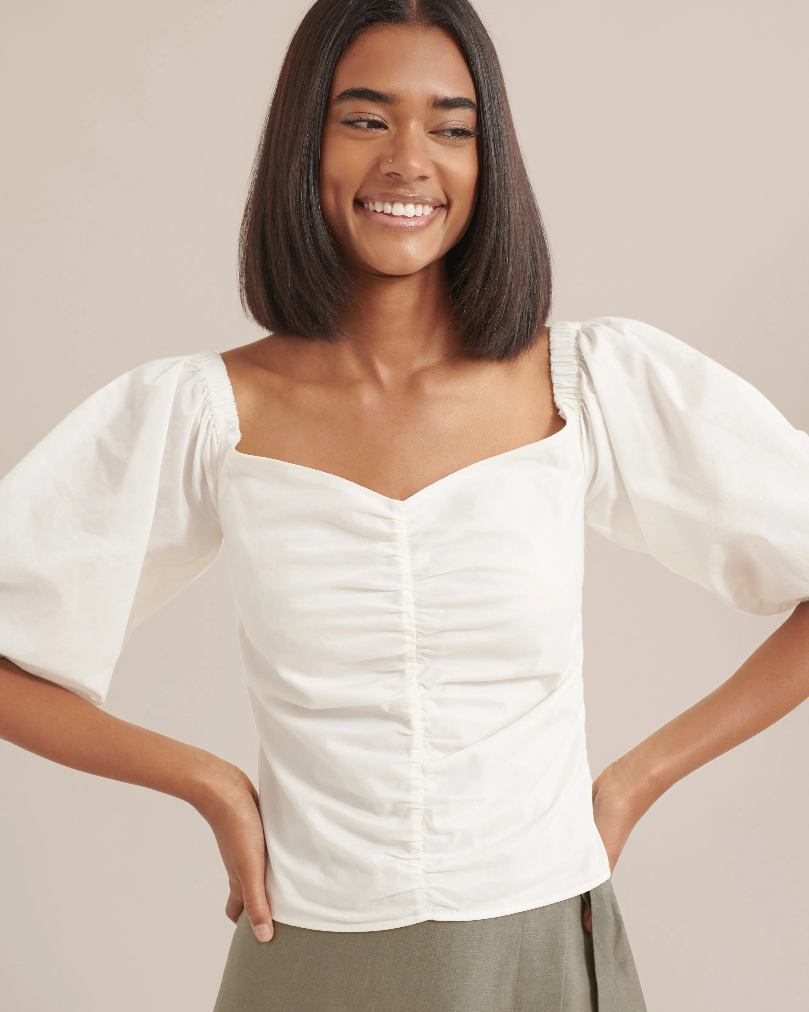 Penny Ruched Off-Shoulder Blouse