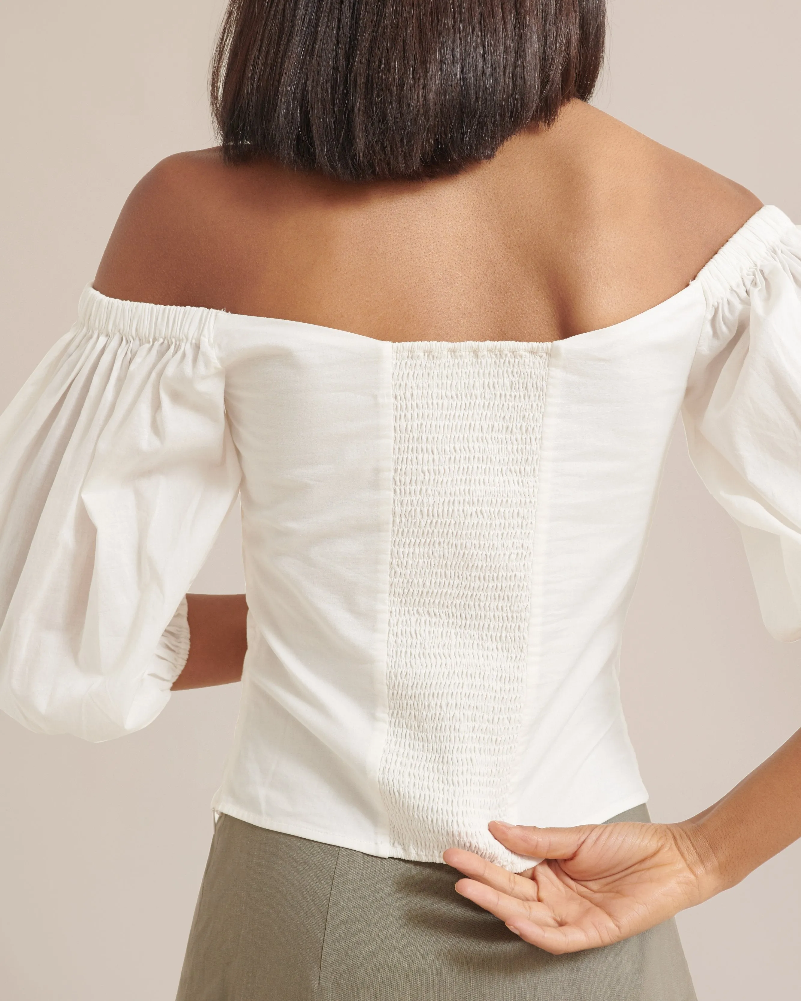 Penny Ruched Off-Shoulder Blouse