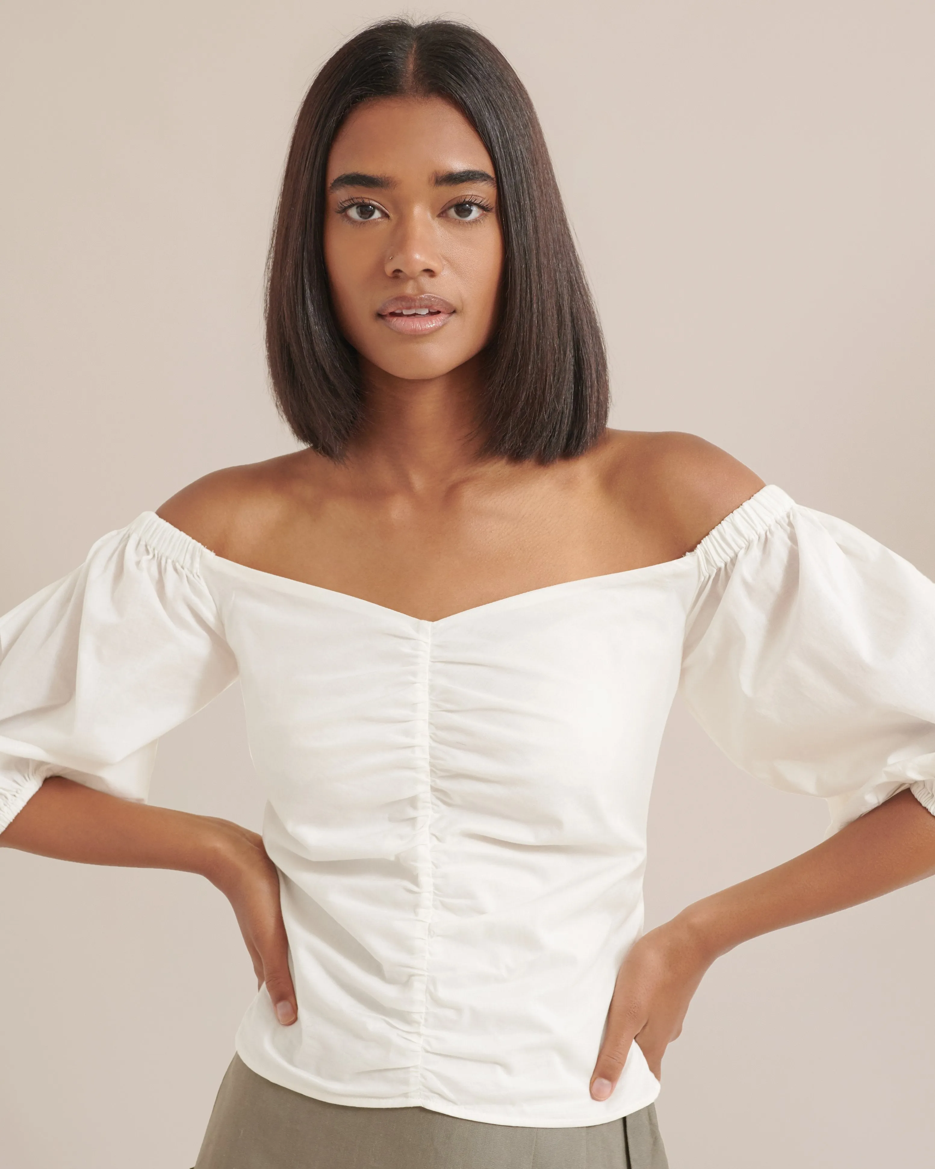 Penny Ruched Off-Shoulder Blouse