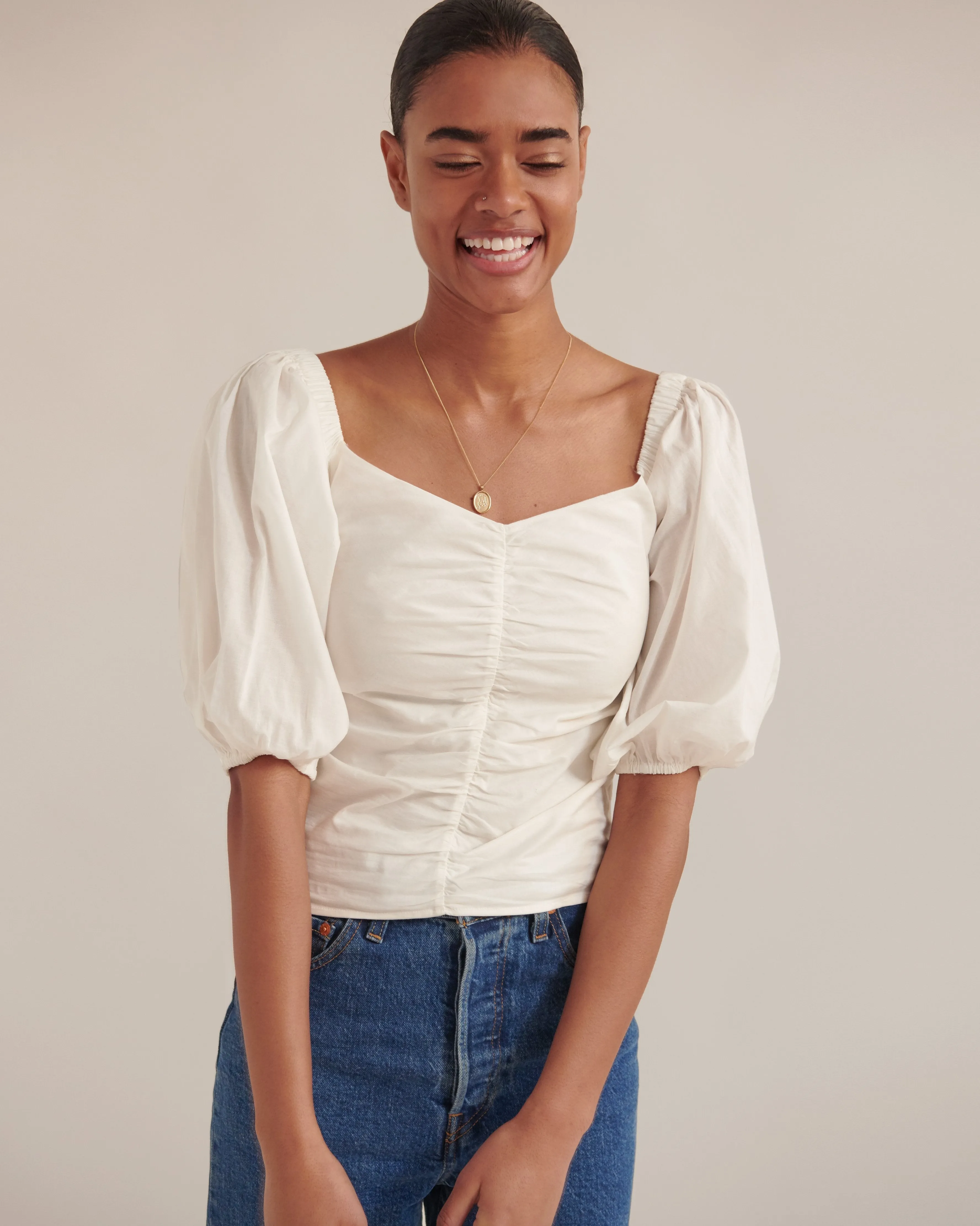 Penny Ruched Off-Shoulder Blouse