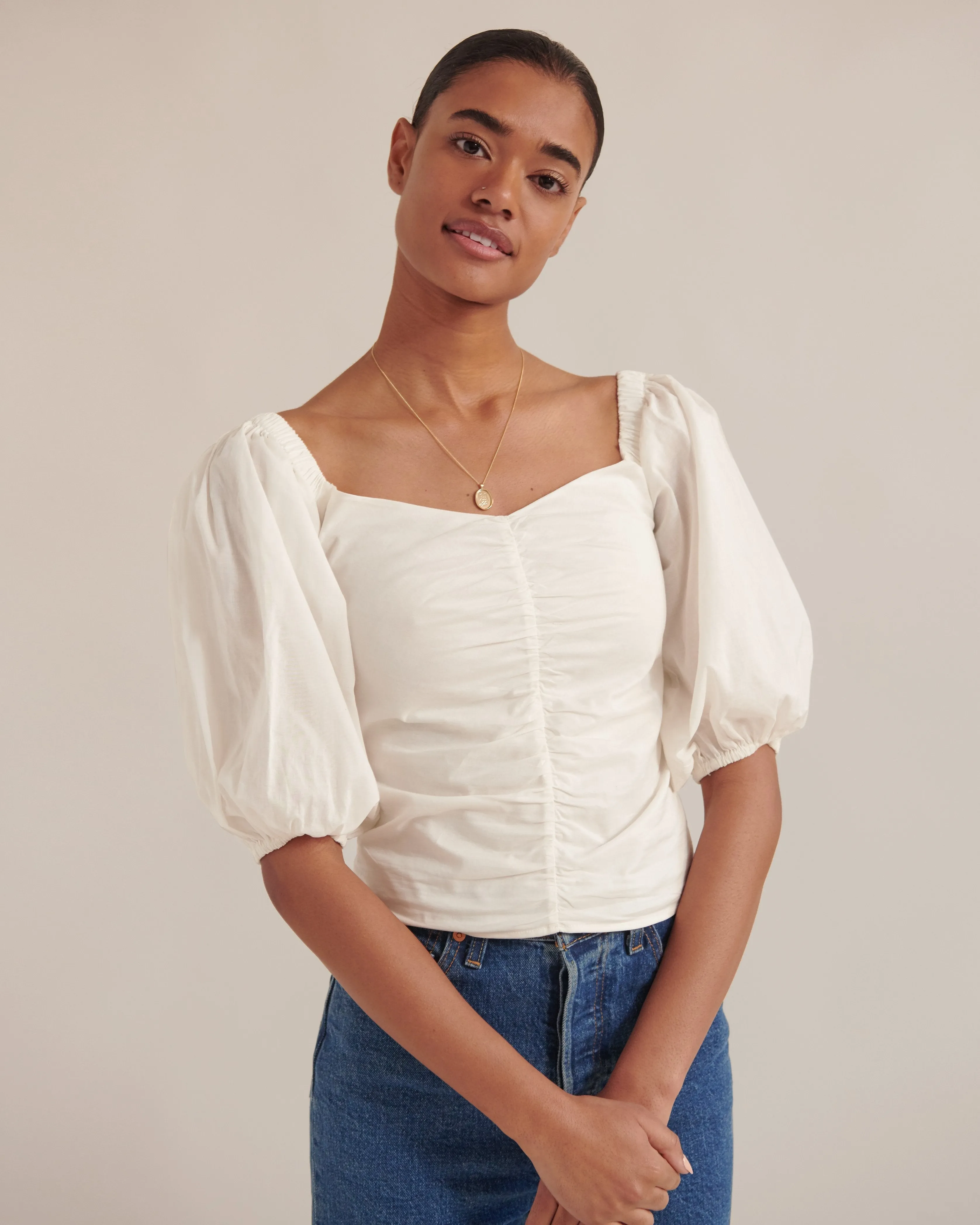 Penny Ruched Off-Shoulder Blouse