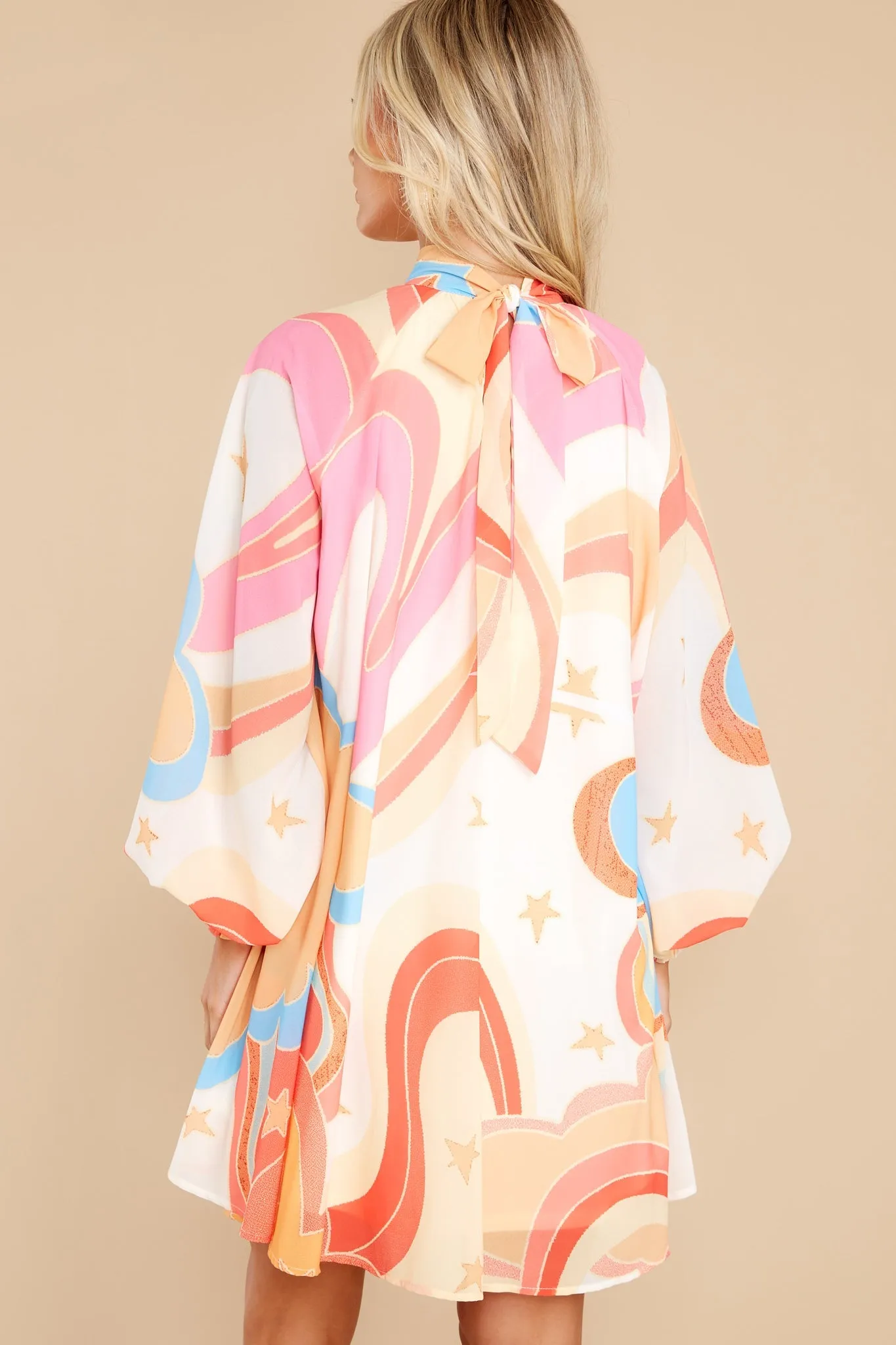 Purely Reminiscing Apricot Multi Print Dress