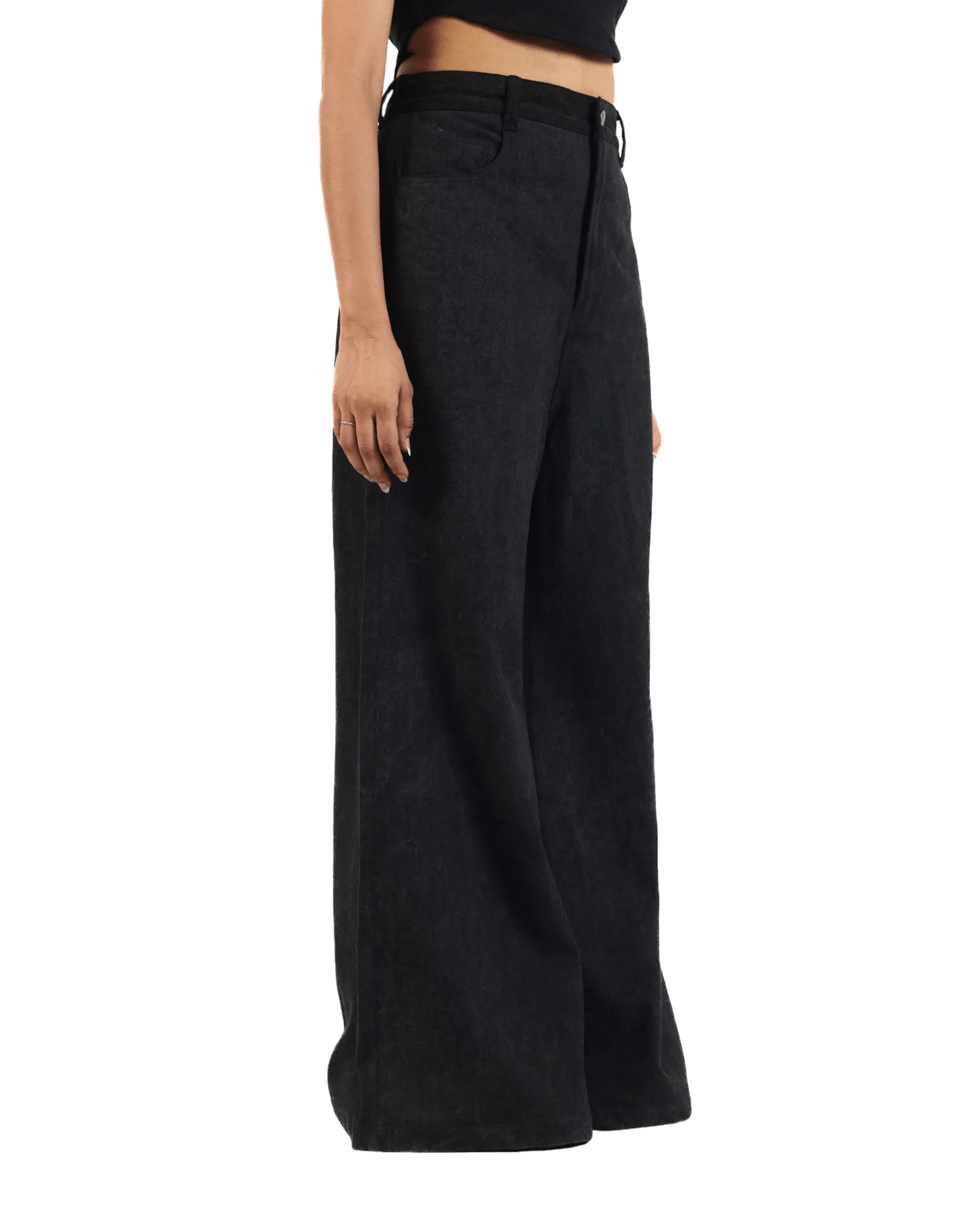 "Eclipse Elegance" Wide Flared Denim Trousers