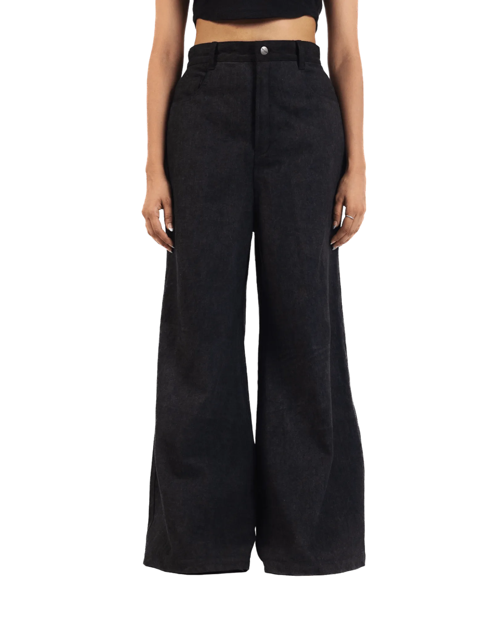 "Eclipse Elegance" Wide Flared Denim Trousers