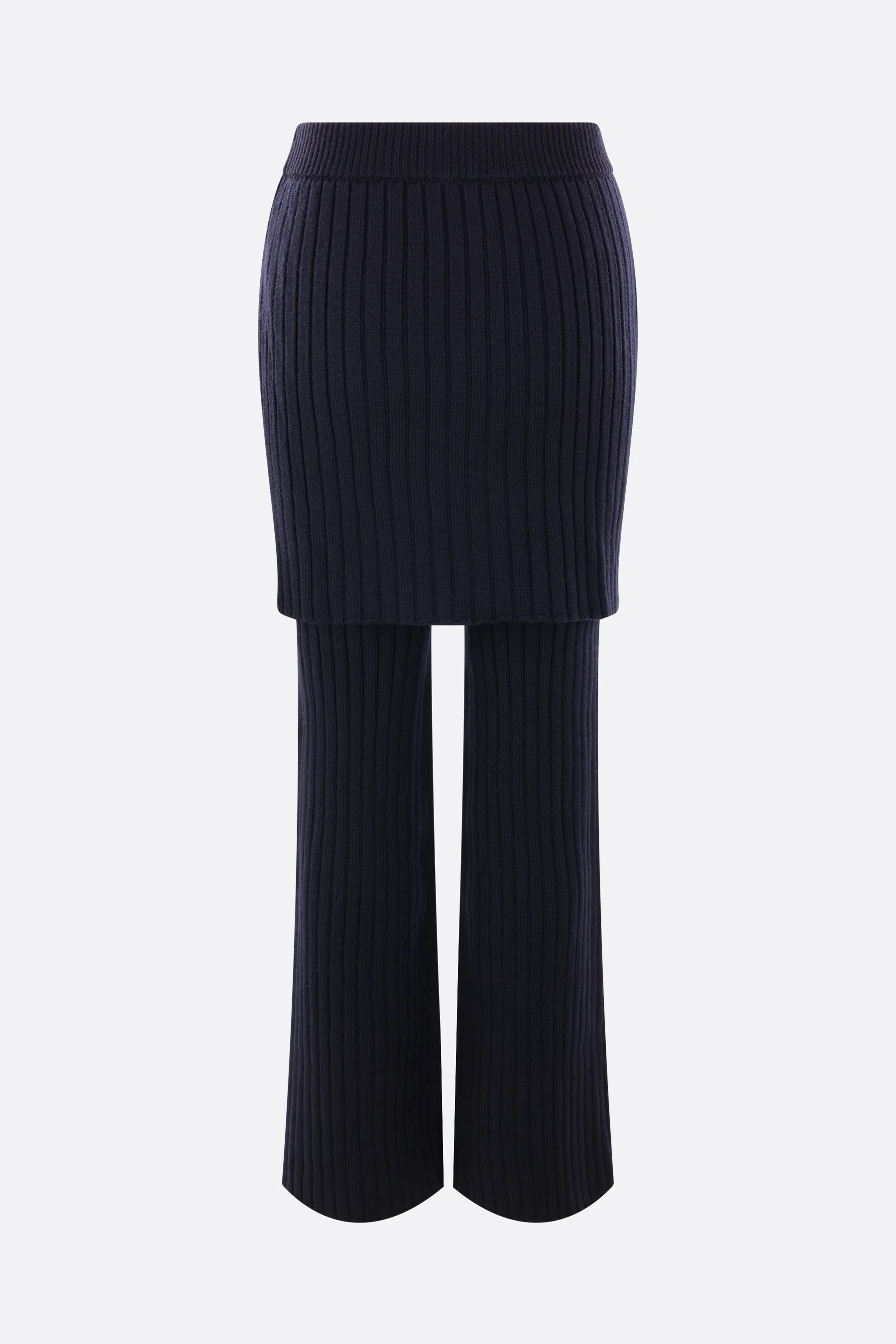 rib knit skirt-trousers