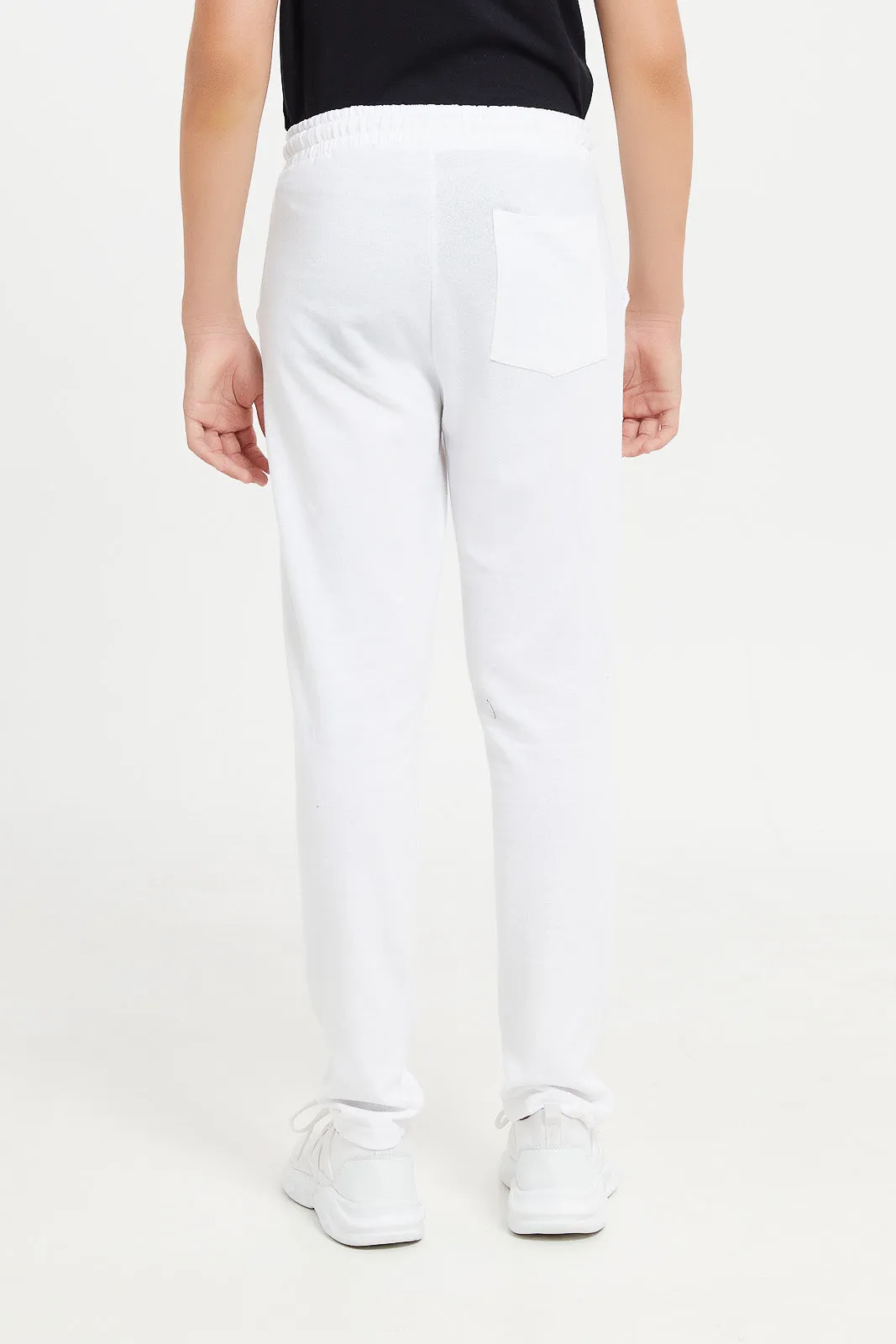 Senior Boys White Basic Active Pants