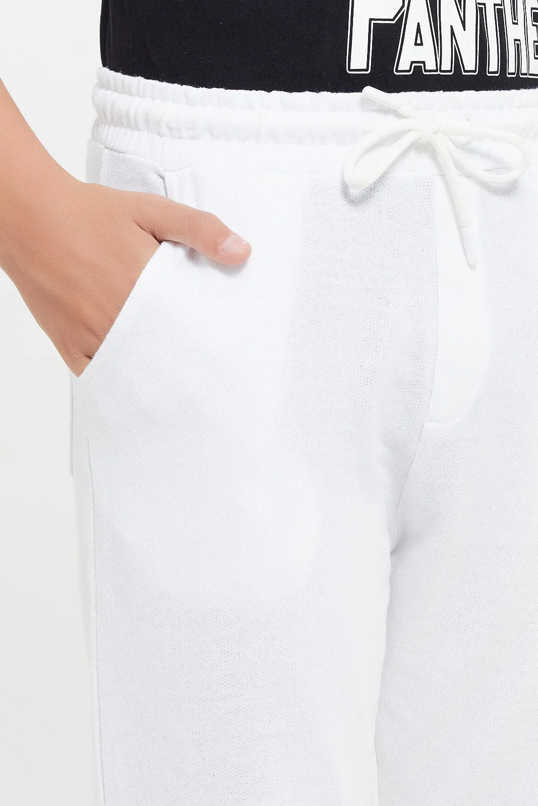 Senior Boys White Basic Active Pants