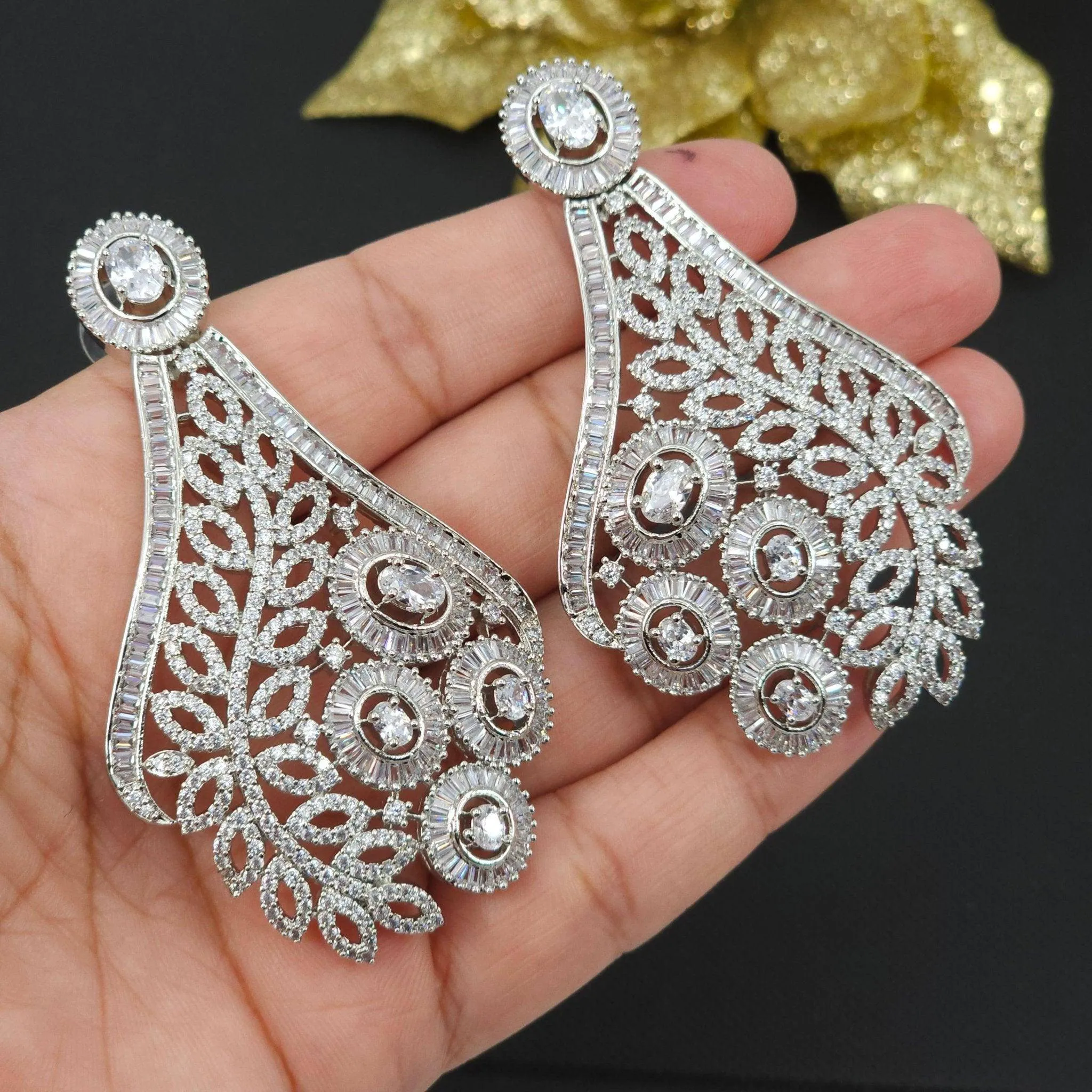 Serenity American Diamond Statement Earrings