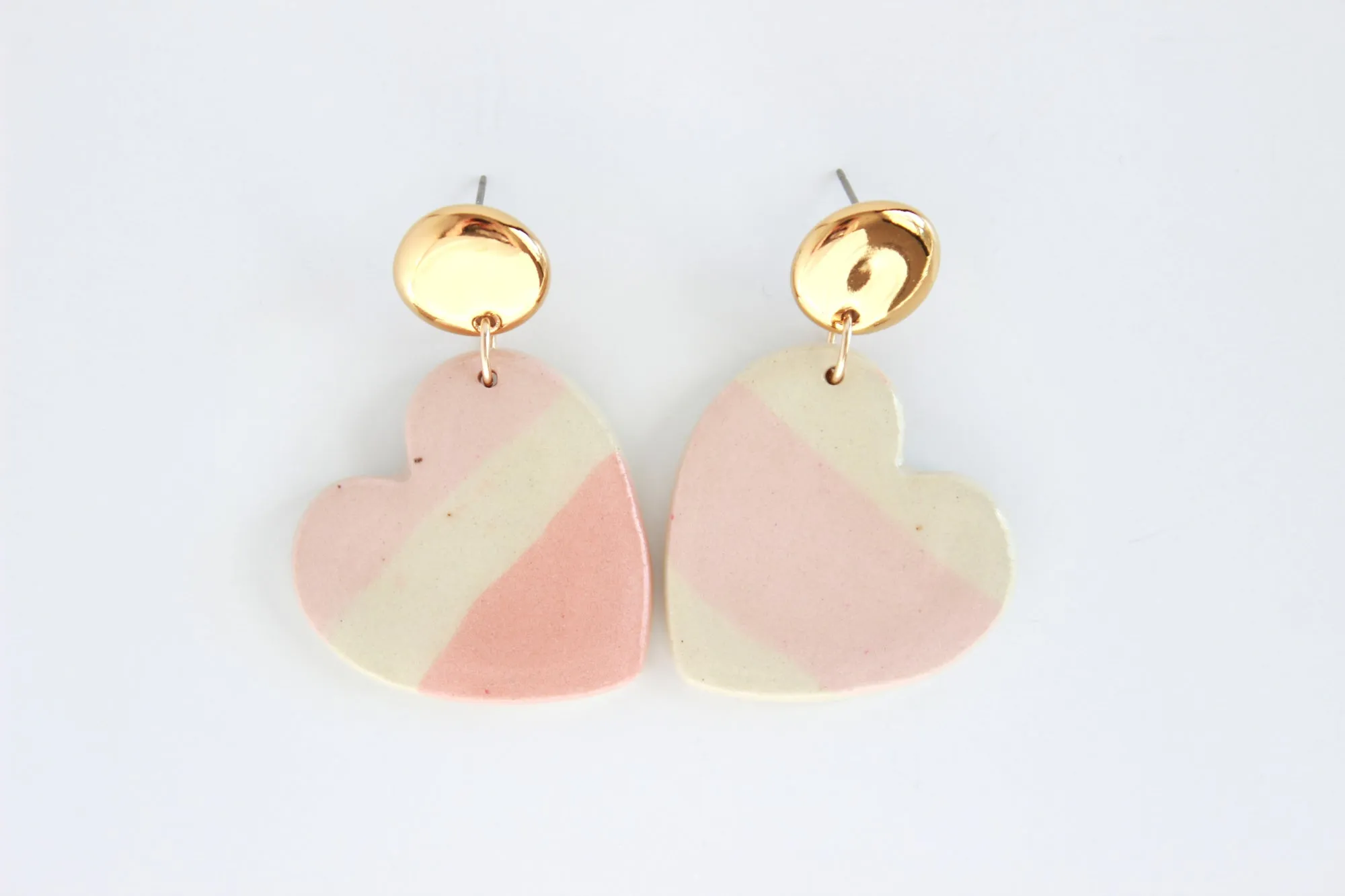 Striped Sideways Heart Statement Earrings