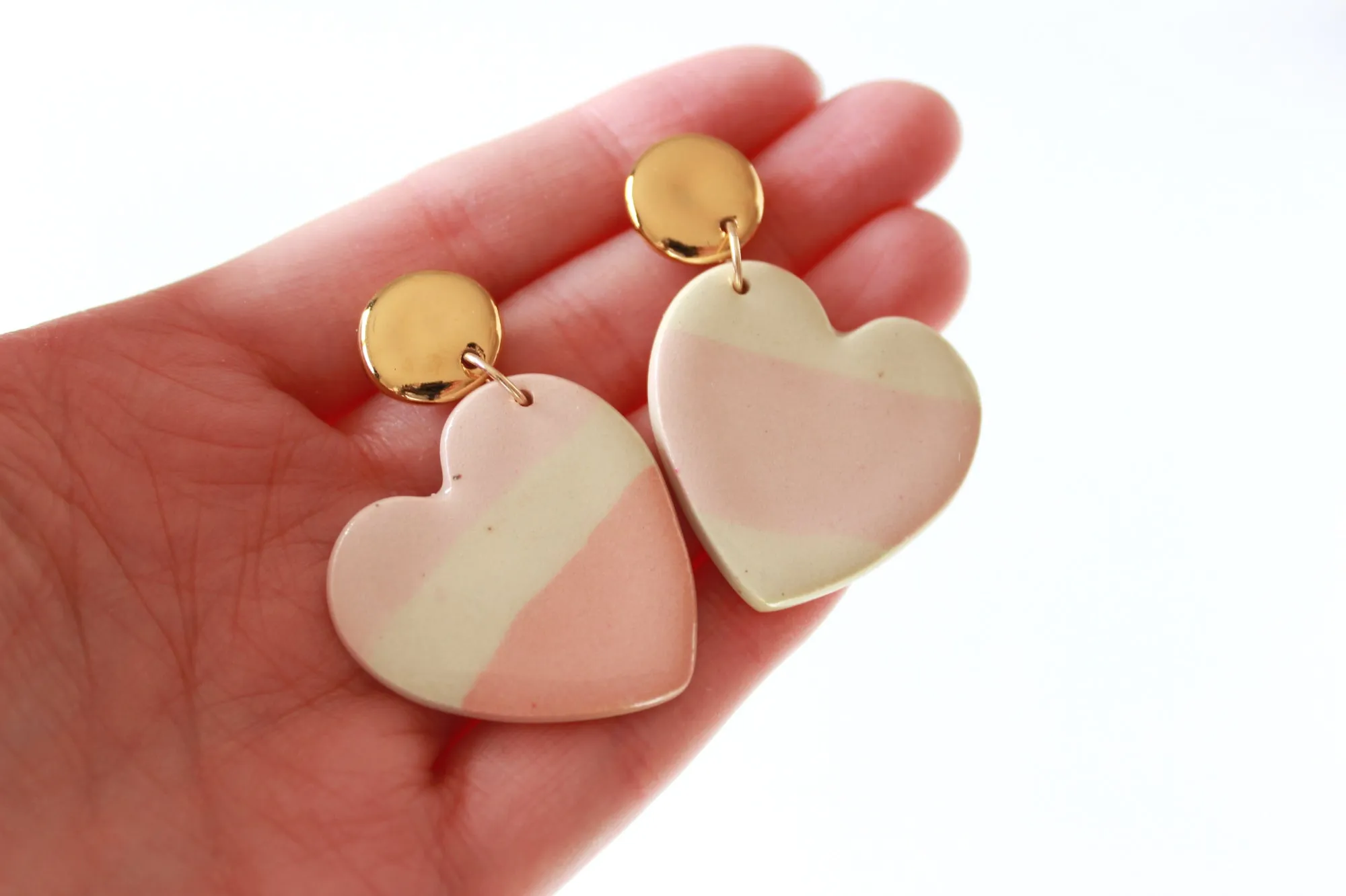 Striped Sideways Heart Statement Earrings