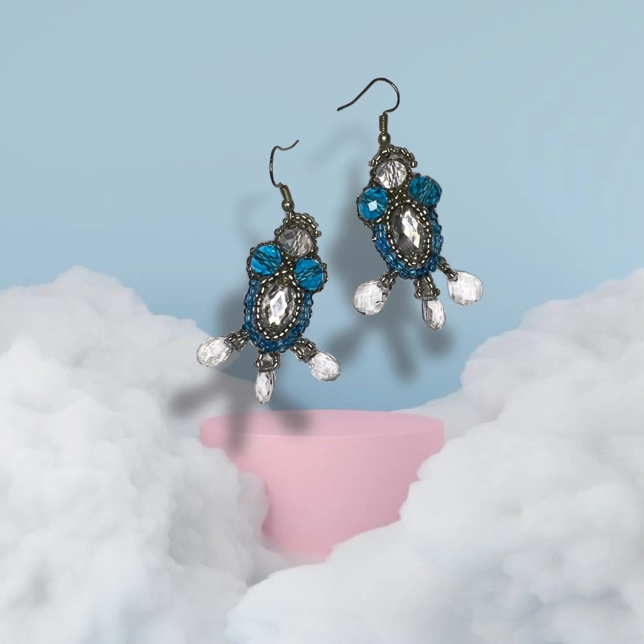 Summer Statement Earrings Blue Statement Tassel Earrings