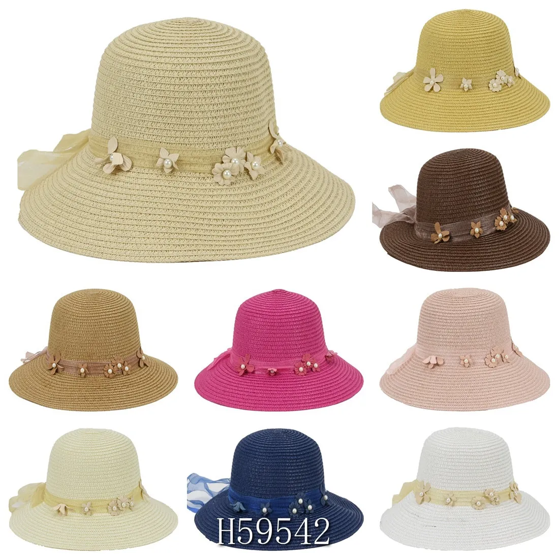 Wholesale Summer Sun Straw Fedora Bucket Hats H59542